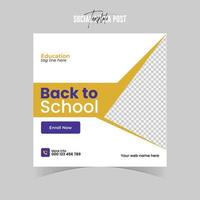 Back To School social media post and flyer template. vector