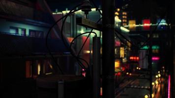 escena nocturna de la ciudad de Japón con luces de neón