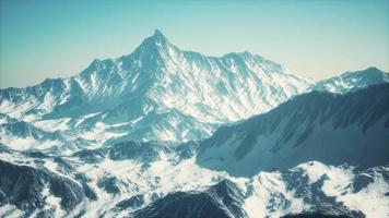 Mountain winter Caucasus landscape with white glaciers and rocky Peak video