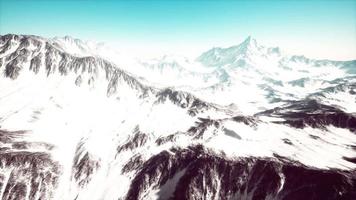 panoramic mountain view of snow capped peaks and glaciers video