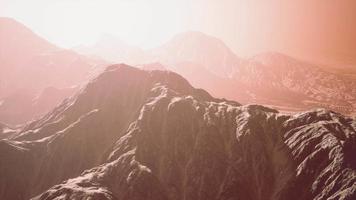 View of misty fog mountains in autumn video
