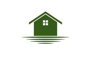 simple agua playa lago río arroyo casa cabaña cabaña villa chalet logotipo diseño vector