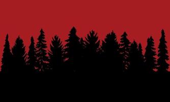 bosque con cielo rojo vector