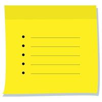 Yellow sticker sheet with lined lines and dotted markers. Template for an inscription. vector