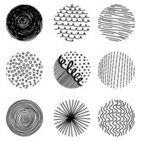 Hand drawn doodle shapes. round Abstract black Backgrounds or Patterns. vector illustration.