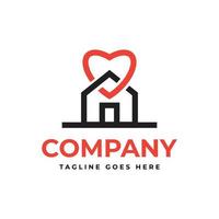 house with love or heart logo design vector