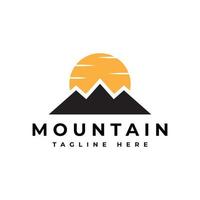 mountain with sun logo design vector