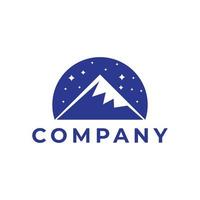 night mountain with stars logo design vector