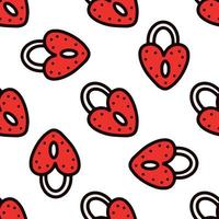 Seamless pattern with red heart-shaped lock. Vector illustration