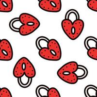 Seamless pattern with red heart-shaped lock. Vector illustration