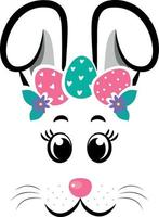 The face of the bunny with a wreath of eggs. Easter bunny face vector