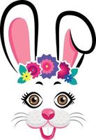 máscaras de conejo con orejas rosas y flores vector