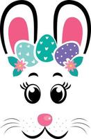 The face of the Easter bunny with a wreath of eggs vector