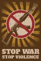 detener la guerra detener la violencia mensaje cartel retro vector