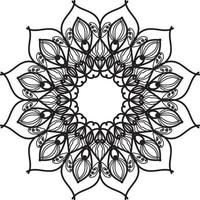Cute Lineart Flower Indian Pattern Black And White Kaleidoscope vector