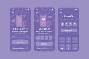 User Interface Screen Forget Password, Verification, OTP For Mobile App Free Vecktor vector