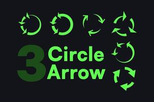 Circle arrow symbols with loops, for product material recycling. vector