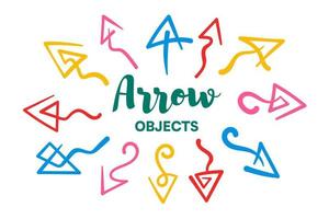 Arrow objects vector directional pack. Arrow pointing out simple ideas.