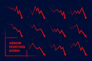 Arrow pointing down vector shapes for showing trends, data, information.