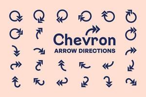 Chevron arrow direction objects with left right up down pointing. vector