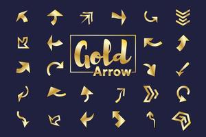 Gold arrow collection vector for content marketing, presentation, navigation.