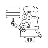 Black And White Chef Mascot Logo Character Holding Board vector