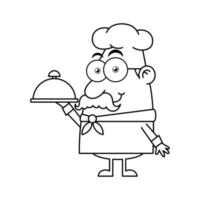 personaje del logotipo de la mascota del chef en blanco y negro vector