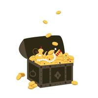 A pirate chest with gold and jewels vector