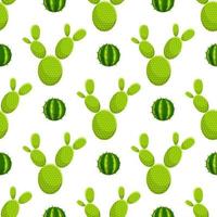 Seamless pattern cactus with vector green cactus and succulents. Desert-themed seamless pattern with cactus and flowers. Vector illustration