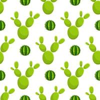 Seamless pattern cactus with vector green cactus and succulents. Desert-themed seamless pattern with cactus and flowers. Vector illustration