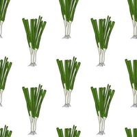 Spring onion vector. Hand drawn vector. Seamless pattern. Vegetable wallpaper. Wrapping paper pattern. Patterns for decoration. vector