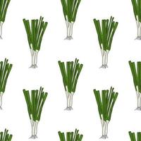 Spring onion vector. Hand drawn vector. Seamless pattern. Vegetable wallpaper. Wrapping paper pattern. Patterns for decoration. vector