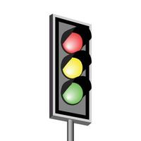 Perspective Illustration of Traffic Jam Light, with Red Light, Yellow Light, Green Light. vector