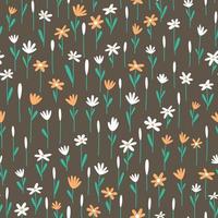 Seamless pattern with a field of flowers vector