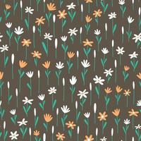 Seamless pattern with a field of flowers vector