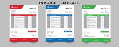 plantilla de diseño de factura mínima limpia de negocios corporativos vector