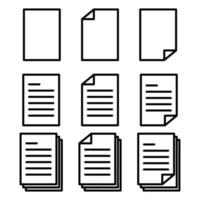 conjunto de iconos de vector de documento o archivo, ilustración vectorial eps.10