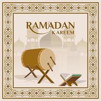 publicar contenido de alimentación ramadan kareem. discurso de contenido cuadrado. ilustraciones, marcos, mezquitas, ornamentos. vector