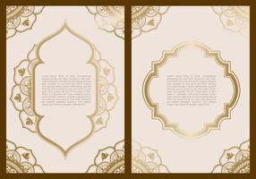 A4 size happy ramadan greeting card, islamic ornament greeting card, vintage islamic greeting design. vector
