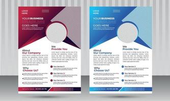 Two color Red and Blue unique corporate business flyer layout design vector template with a4 size for marketing agency