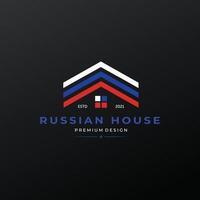 Russian House Flag Logo Icon Vintage Vector Illustration Design