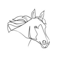 Continuous line drawing of horse head vector
