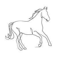 dibujo de línea continua de caballo vector