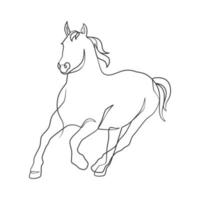 dibujo de línea continua de caballo vector