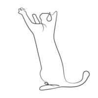 Continuous line drawing of cute cat vector