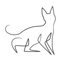 Continuous line drawing of cute cat vector