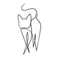 Continuous line drawing of cute cat vector