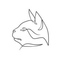 Continuous line drawing of cute cat head vector