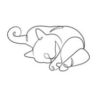 Continuous line drawing of cute cat vector