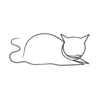 Continuous line drawing of cute cat vector